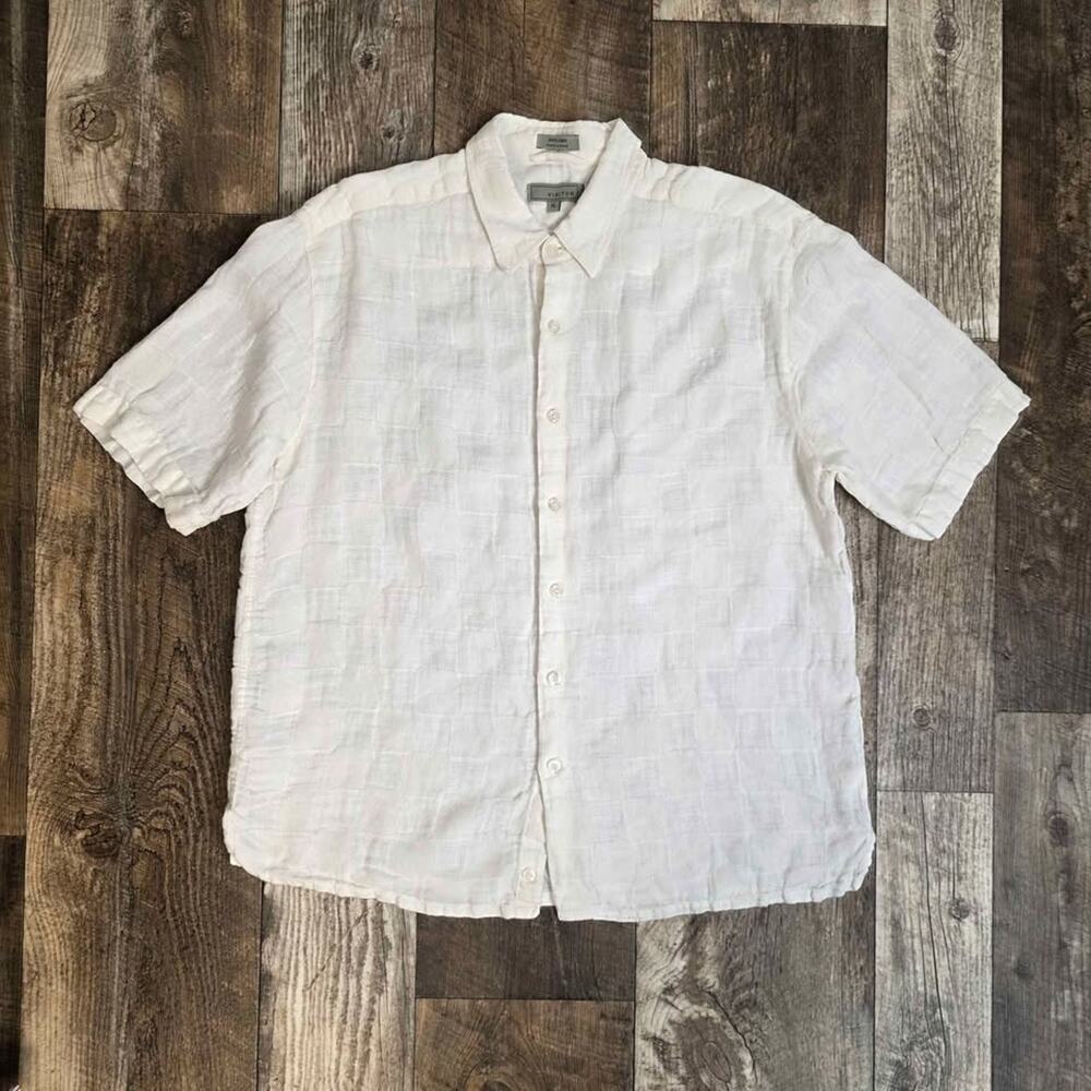 Linen Shirt Coastal Grandpa Resort Vacation Button Up Size XL